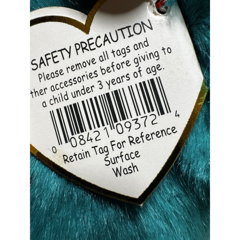 Ty Beanie Buddy Teddy Teal Old Face Bear 14" Plush PE Pellets China w/ Tag - Picture 6 of 8